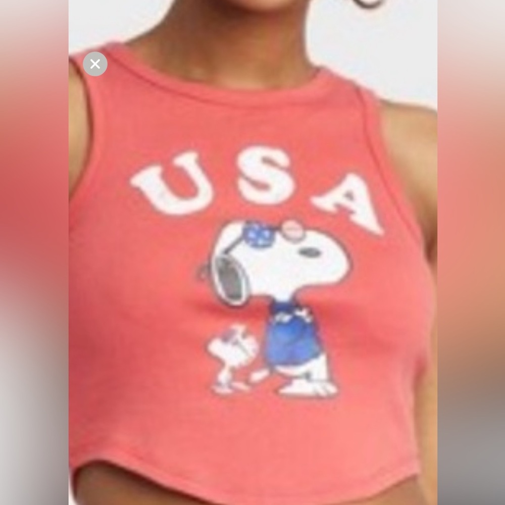 Peanuts Orange USA Snoopy Tank Crop Top in size XXL